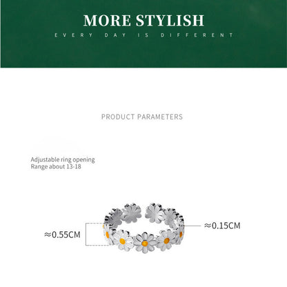 Adjustable Metal Daisy Band Ring by HitMyNeed