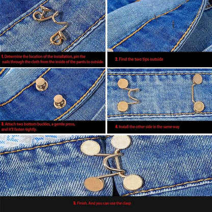 Adjustable Metal Jeans Waist Pins Tightener Set by HitMyNeed