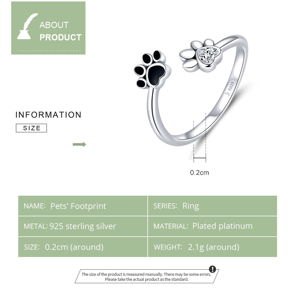 Adjustable Paw Print Ring in 925 Sterling Silver by HitMyNeed