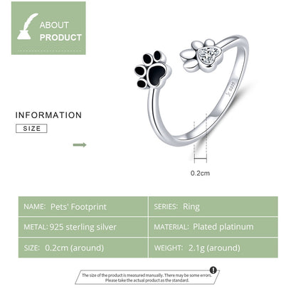 Adjustable Paw Print Ring in 925 Sterling Silver by HitMyNeed
