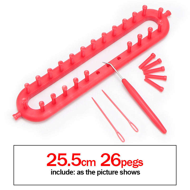 Adjustable Plastic Knitting Loom Set with Pompom Tool 25-5-cm-26-pegs by HitMyNeed