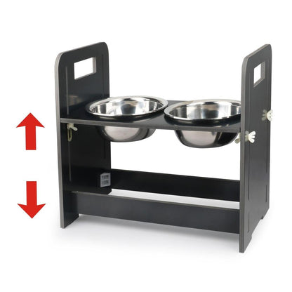 Adjustable Raised Dog Bowls with Wooden Stand by HitMyNeed