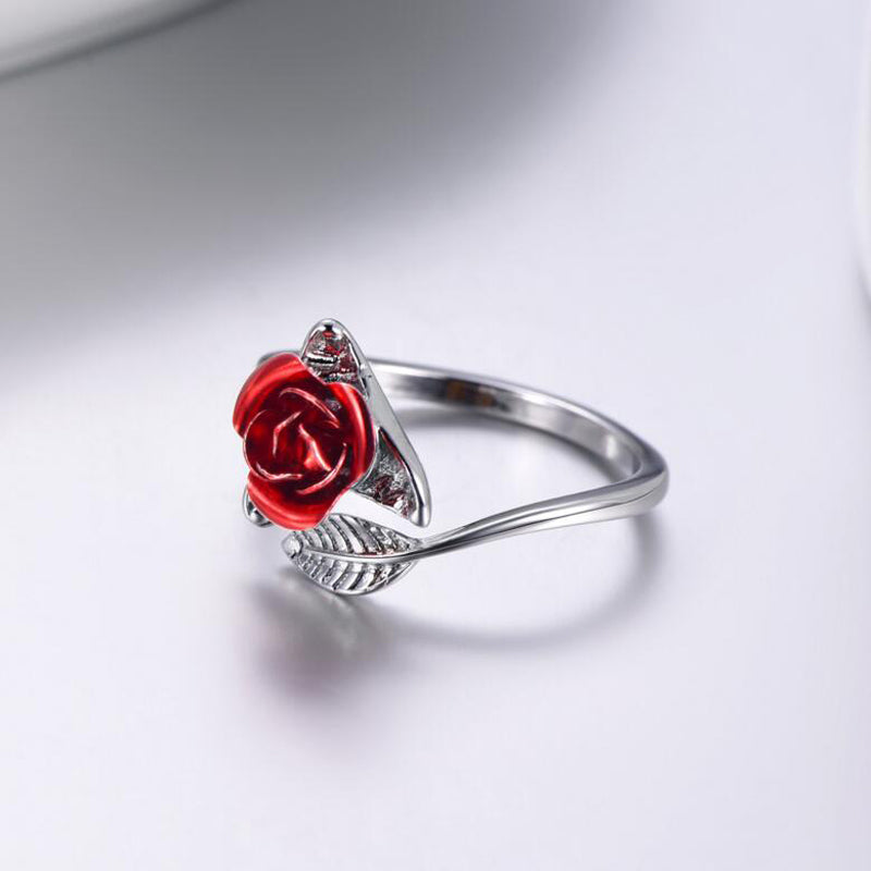 Adjustable Red Rose Ring in Metal Alloy by HitMyNeed