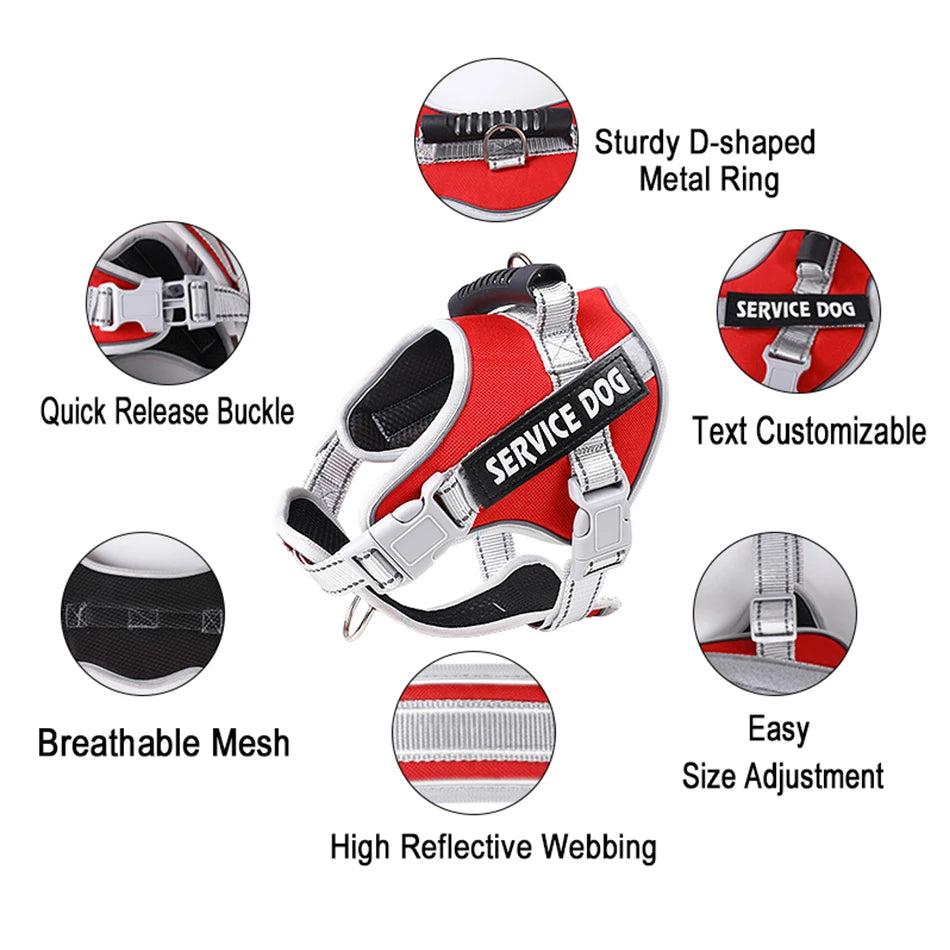 Adjustable Reflective Service Dog Vest Harness by HitMyNeed