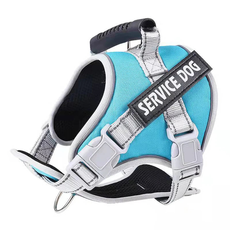 Adjustable Reflective Service Dog Vest Harness baby-blue xs by HitMyNeed