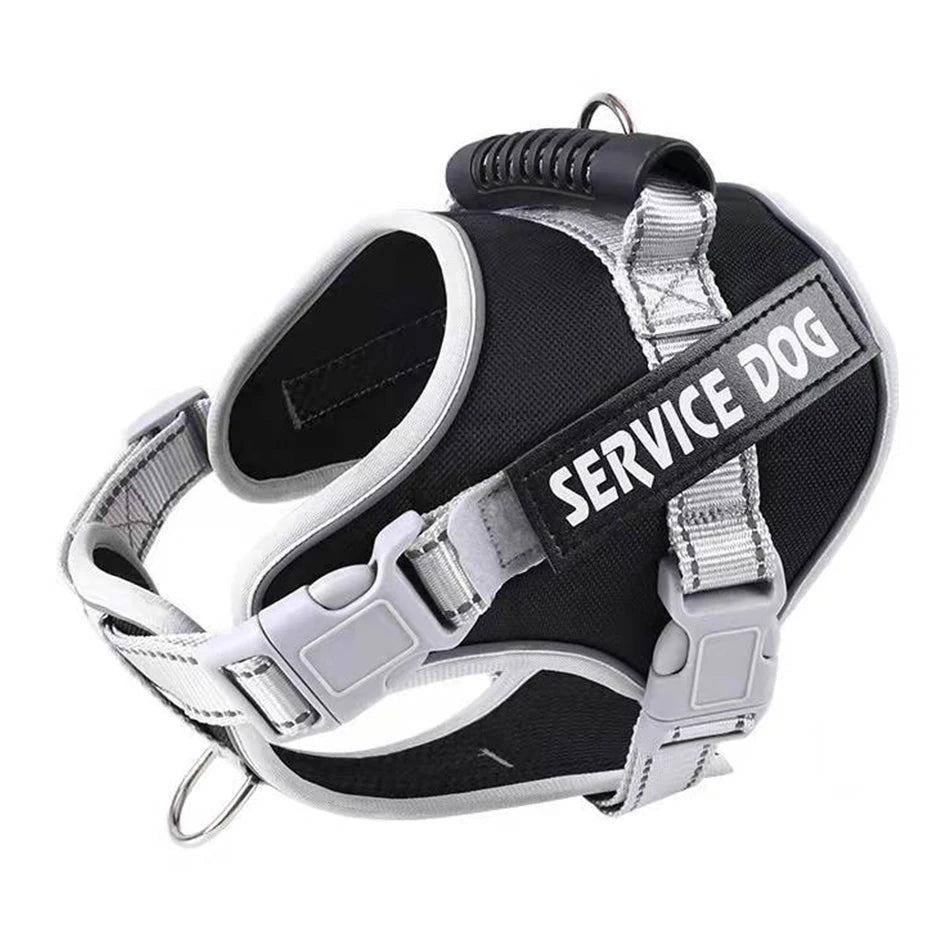 Adjustable Reflective Service Dog Vest Harness black m by HitMyNeed