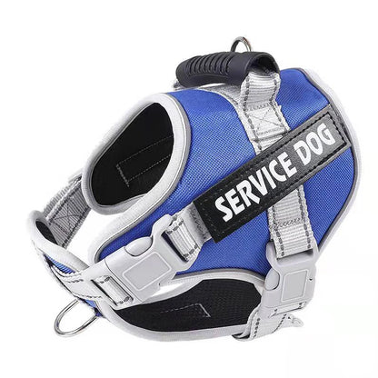 Adjustable Reflective Service Dog Vest Harness blue m by HitMyNeed