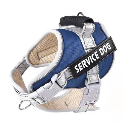 Adjustable Reflective Service Dog Vest Harness dark-blue m by HitMyNeed