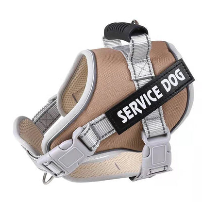 Adjustable Reflective Service Dog Vest Harness khaki xl by HitMyNeed