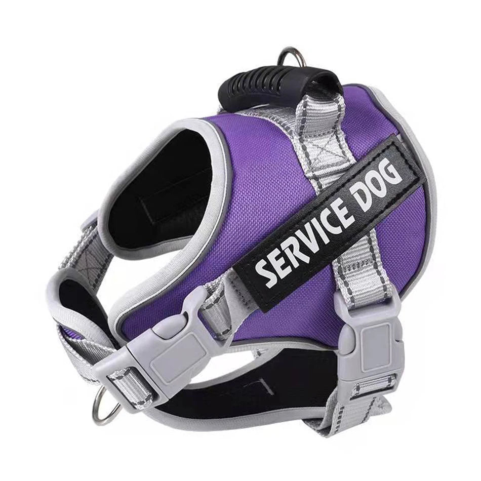 Adjustable Reflective Service Dog Vest Harness purple xl by HitMyNeed