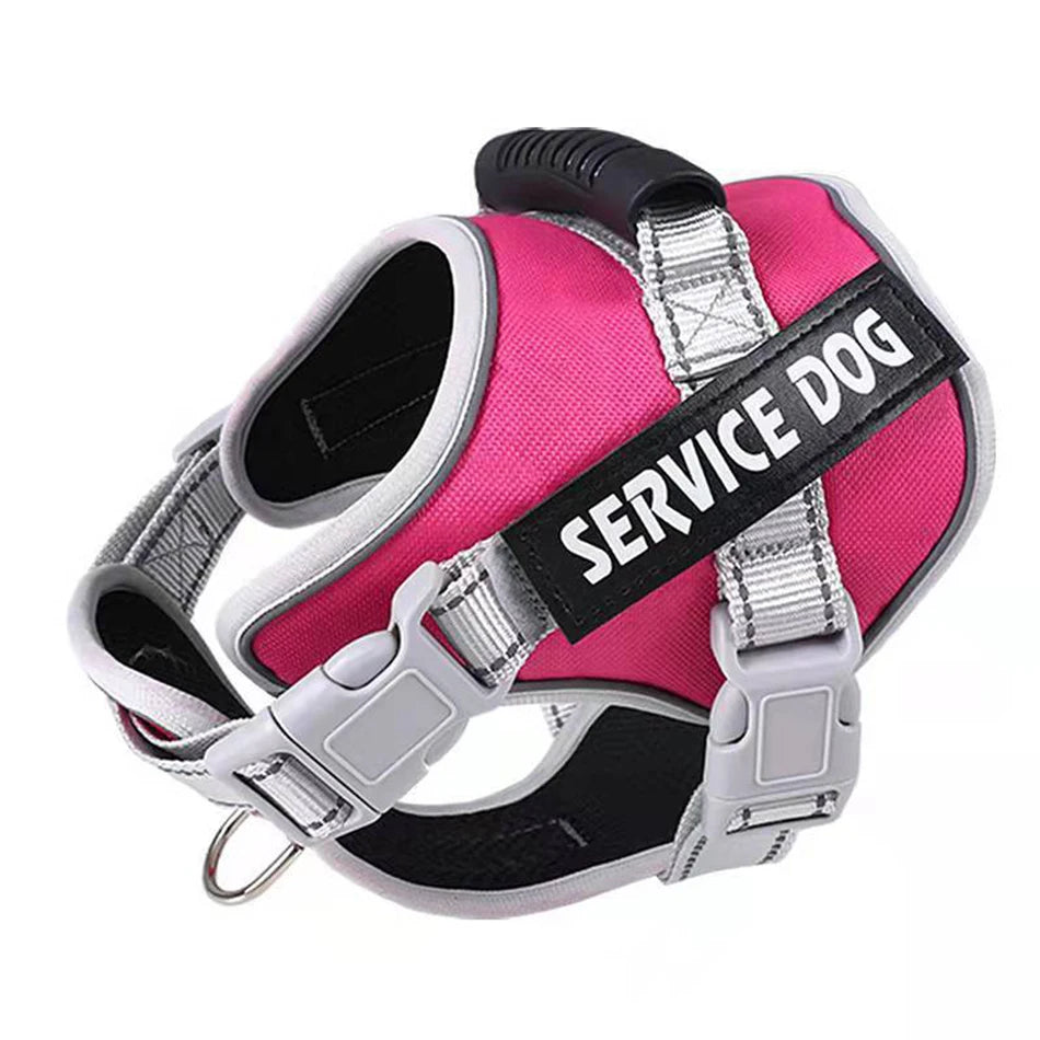 Adjustable Reflective Service Dog Vest Harness rose-red xl by HitMyNeed