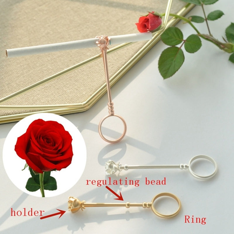 Adjustable Rose Design Cigarette Holder Ring by HitMyNeed