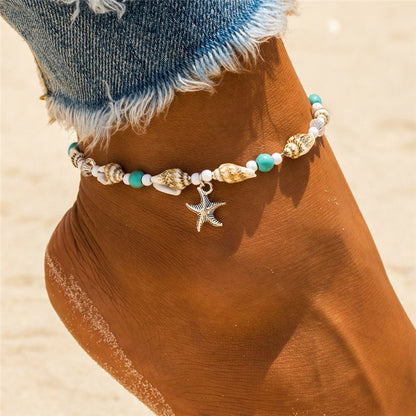 Adjustable Shell and Starfish Anklet for Women by HitMyNeed