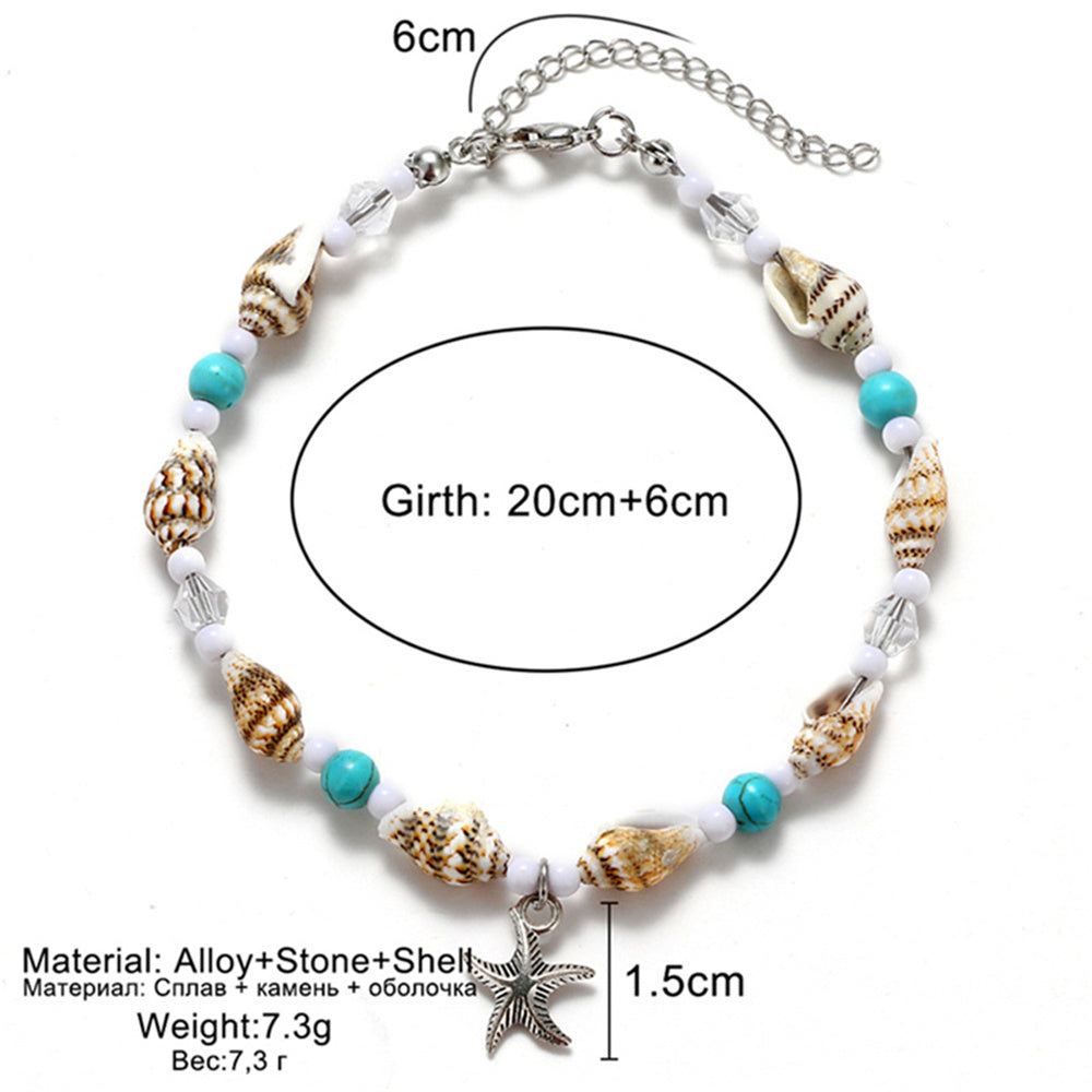 Adjustable Shell and Starfish Anklet for Women by HitMyNeed