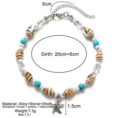 Adjustable Shell and Starfish Anklet for Women by HitMyNeed