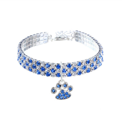 Adjustable Shiny Rhinestone Cat Collar royal-blue l by HitMyNeed