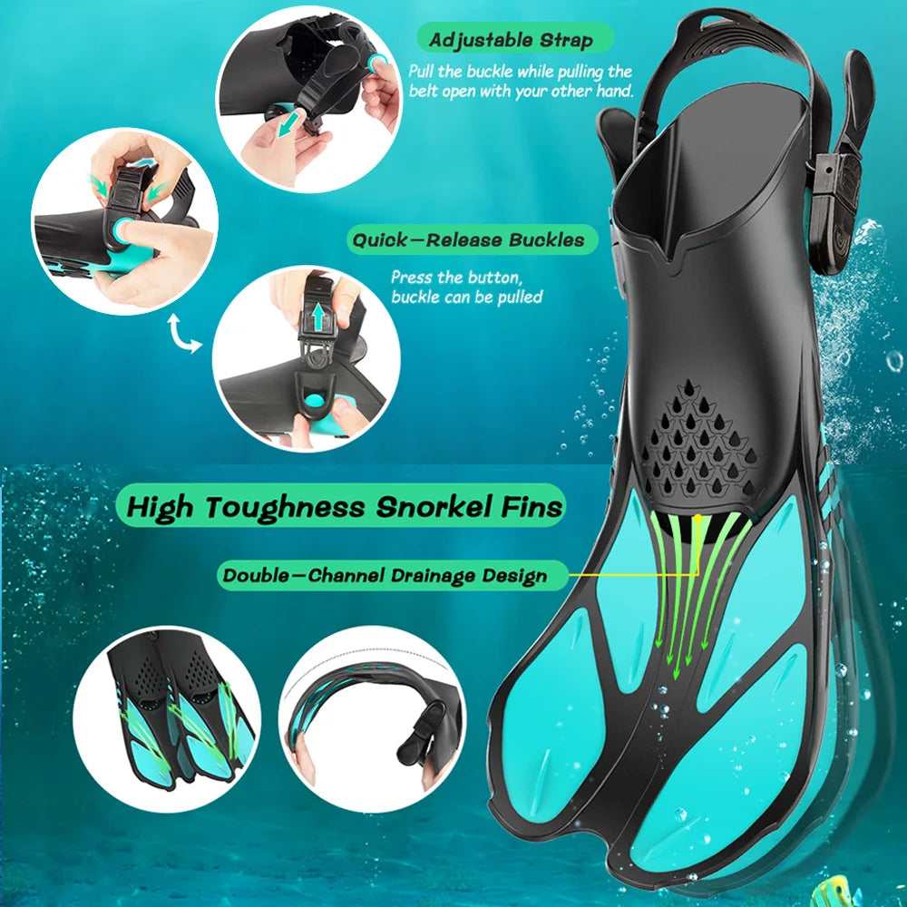 Adjustable Short Snorkel Fins for Adult Men & Women by HitMyNeed