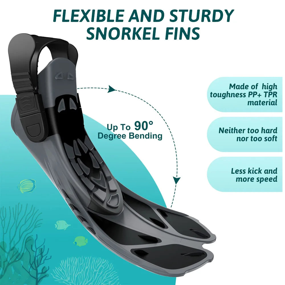 Adjustable Short Snorkel Fins for Adult Men & Women by HitMyNeed