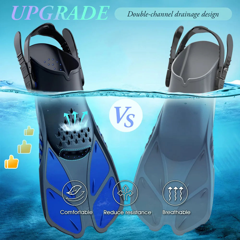 Adjustable Short Snorkel Fins for Adult Men & Women by HitMyNeed