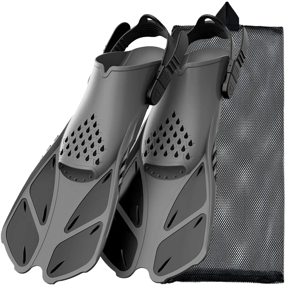 Adjustable Short Snorkel Fins for Adult Men & Women black s-m by HitMyNeed