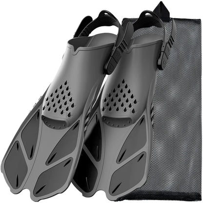 Adjustable Short Snorkel Fins for Adult Men & Women black s-m by HitMyNeed