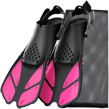 Adjustable Short Snorkel Fins for Adult Men & Women pink s-m by HitMyNeed