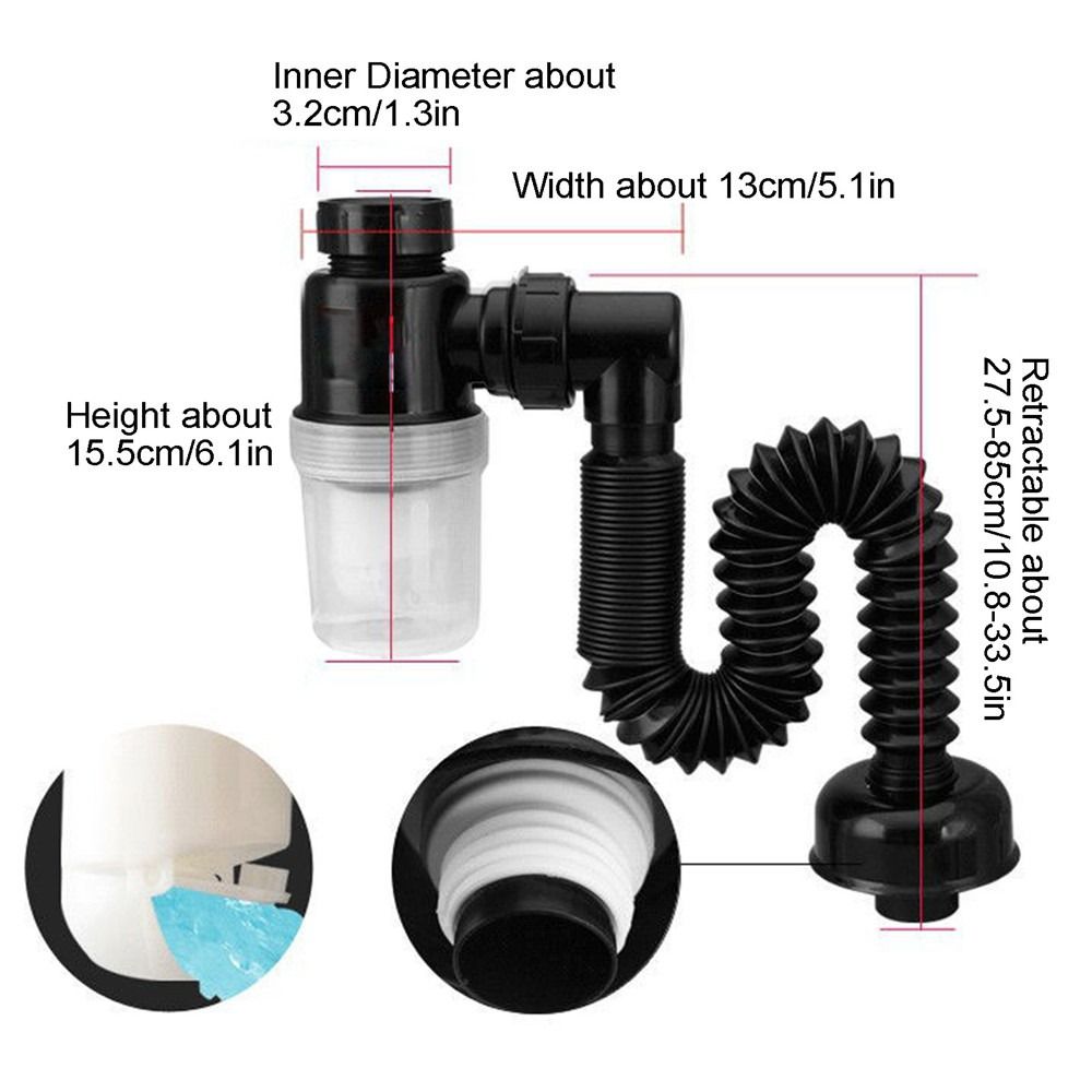 Adjustable Sink Deodorant Drain Pipe with Strainer by HitMyNeed