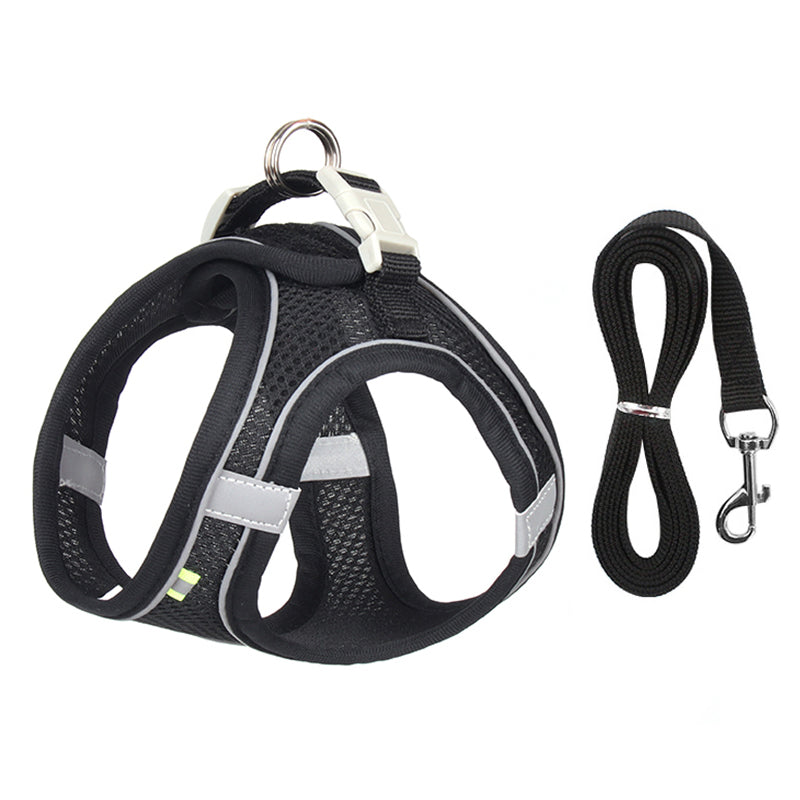 Adjustable Small Dog Harness and Leash Set black xxs-0-5-1-5-kg by HitMyNeed
