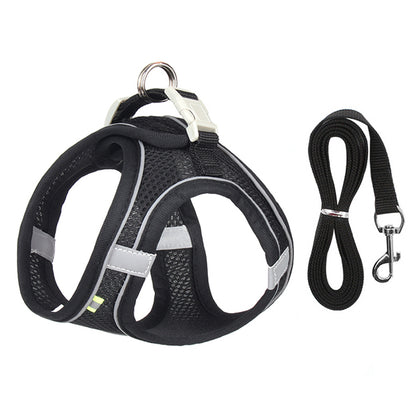 Adjustable Small Dog Harness and Leash Set black xxs-0-5-1-5-kg by HitMyNeed