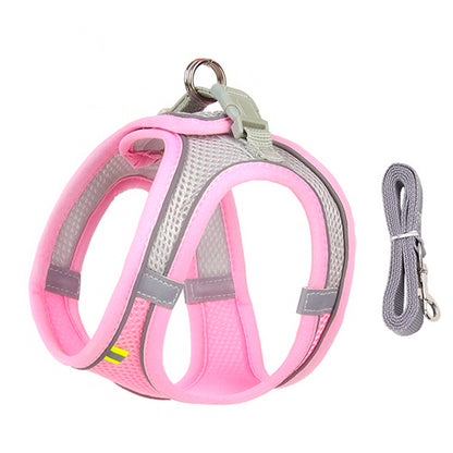 Adjustable Small Dog Harness and Leash Set pink xs-1-5-3-kg by HitMyNeed