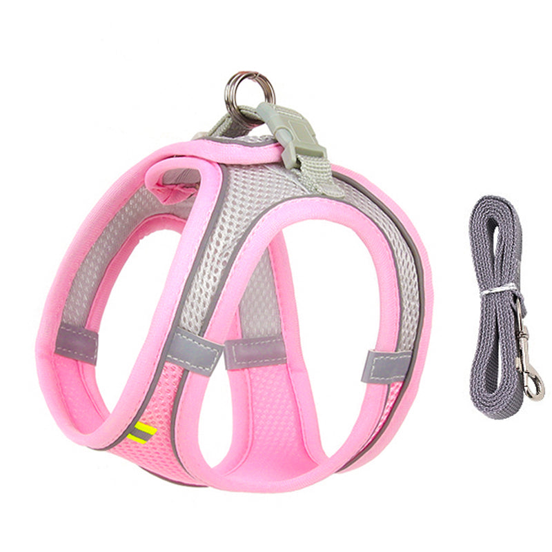 Adjustable Small Dog Harness and Leash Set pink xs-2-5-4-kg by HitMyNeed