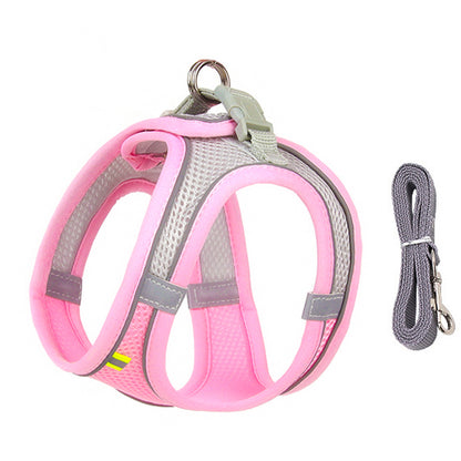 Adjustable Small Dog Harness and Leash Set pink xs-2-5-4-kg by HitMyNeed