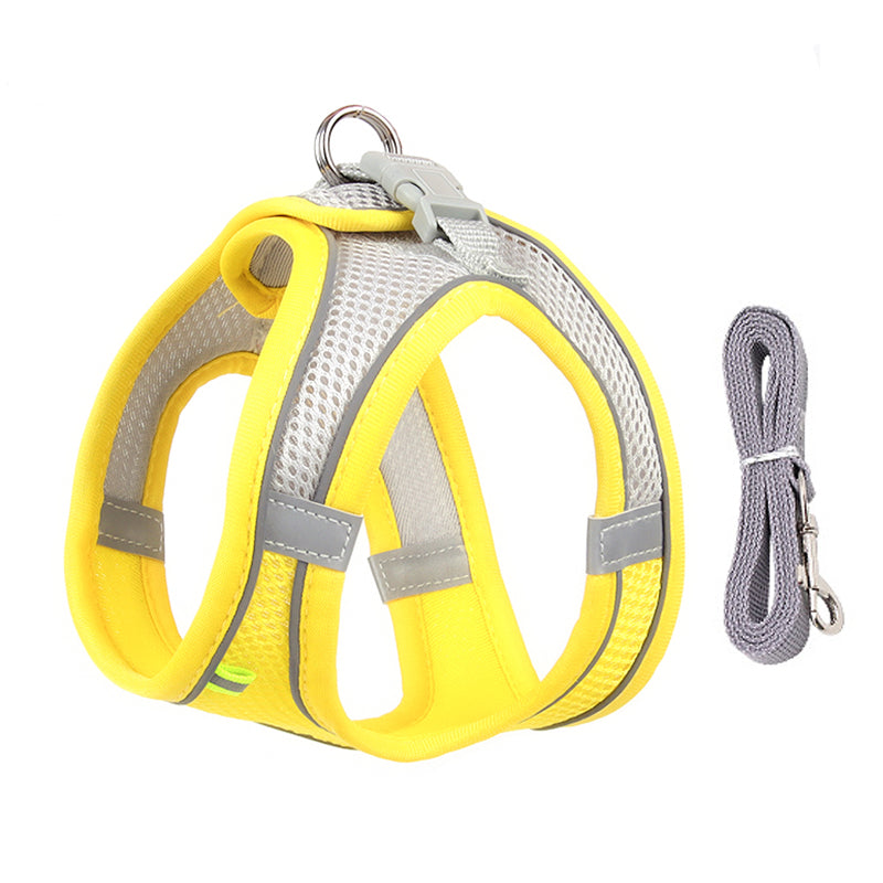 Adjustable Small Dog Harness and Leash Set yellow xxs-0-5-1-5-kg by HitMyNeed