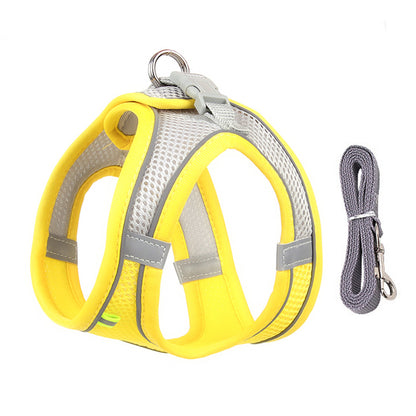 Adjustable Small Dog Harness and Leash Set yellow xxs-1-2-kg by HitMyNeed