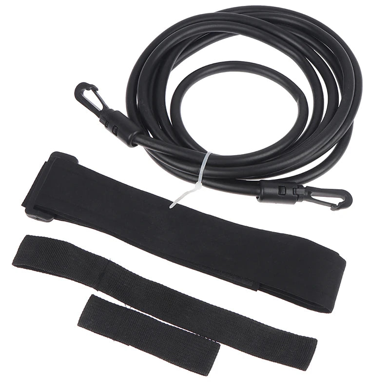 Adjustable Swim Training Resistance Belt with Latex Tube black by HitMyNeed
