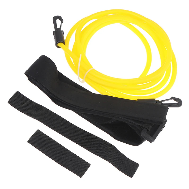 Adjustable Swim Training Resistance Belt with Latex Tube yellow by HitMyNeed