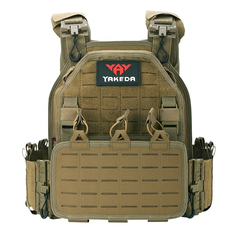Adjustable Tactical Plate Carrier Vest for Airsoft tan by HitMyNeed