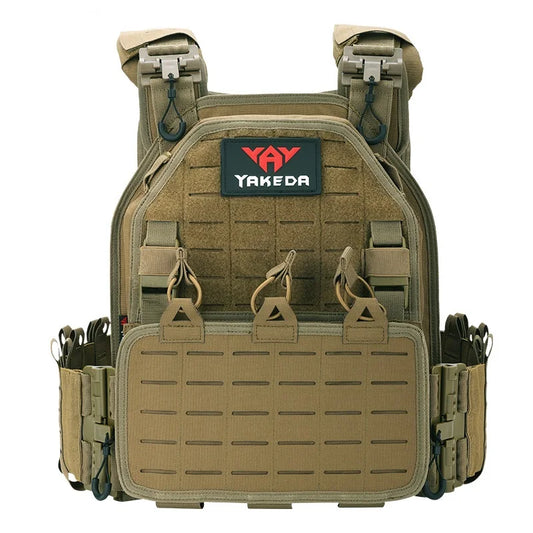 Adjustable Tactical Plate Carrier Vest for Airsoft tan by HitMyNeed
