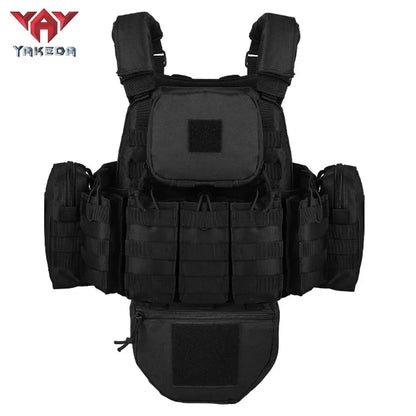 Adjustable Tactical Plate Carrier Vest with Pouches black by HitMyNeed