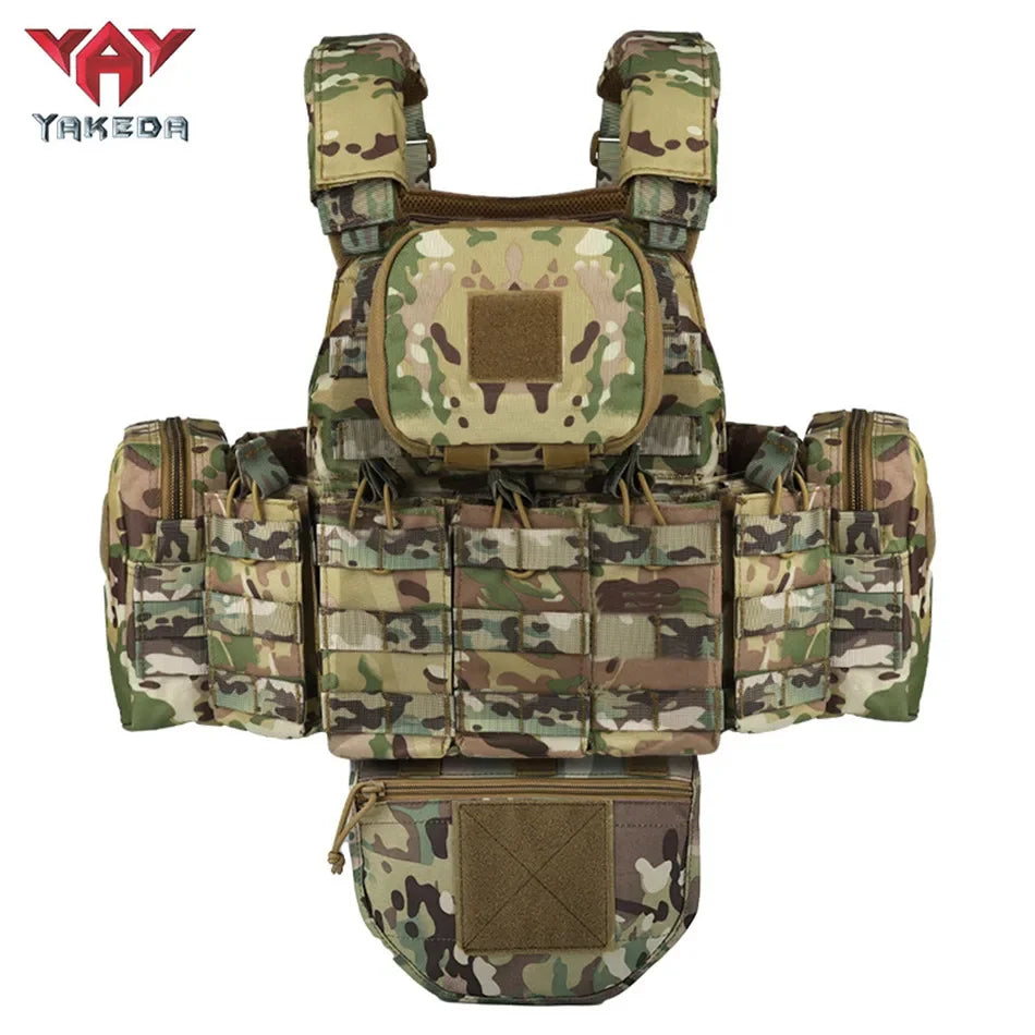 Adjustable Tactical Plate Carrier Vest with Pouches cp by HitMyNeed