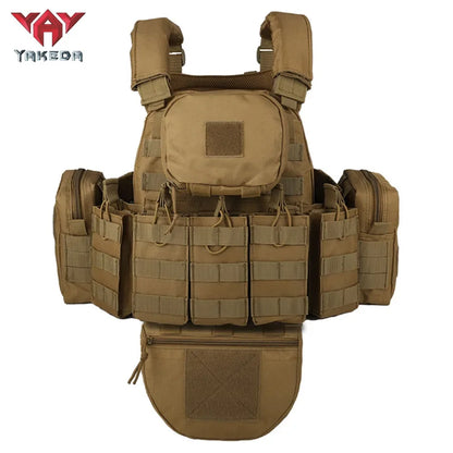 Adjustable Tactical Plate Carrier Vest with Pouches tan by HitMyNeed