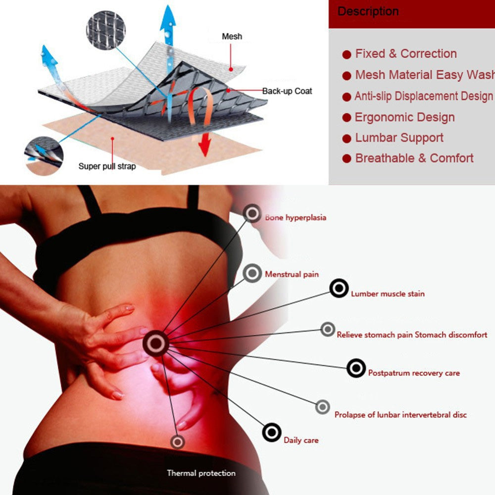 Adjustable Tourmaline Self-Heating Lumbar Support Belt xxl-waist-105-118cm by HitMyNeed