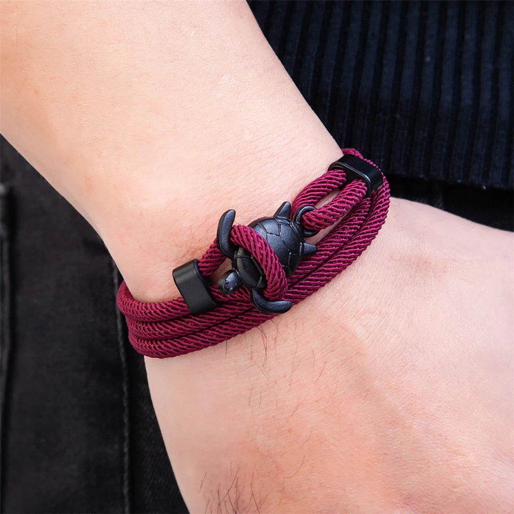 Adjustable Turtle Bracelet with Rope Wrap Design by HitMyNeed