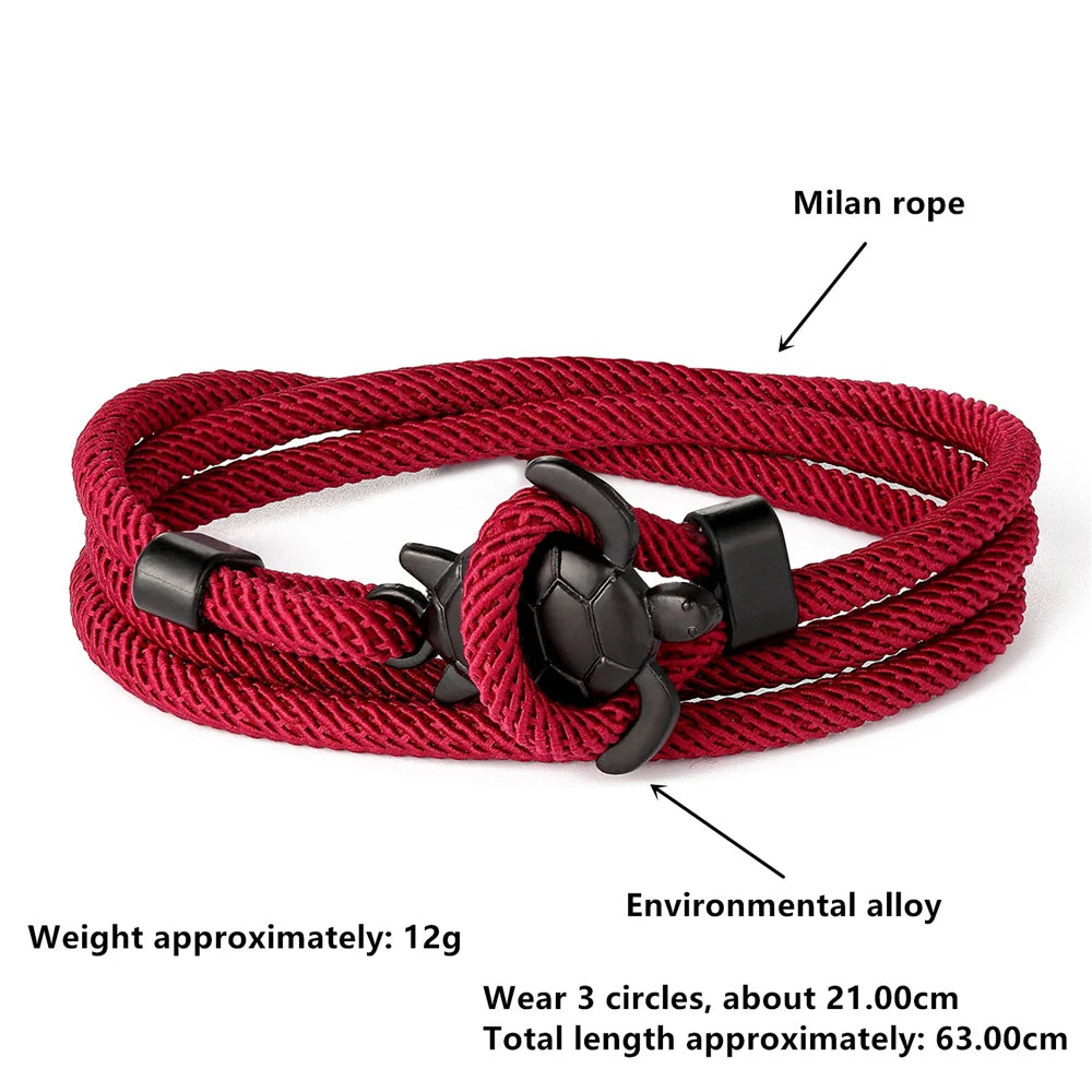 Adjustable Turtle Bracelet with Rope Wrap Design by HitMyNeed