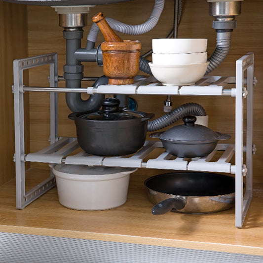 Adjustable Two-Tier Under Sink Organizer Rack by HitMyNeed