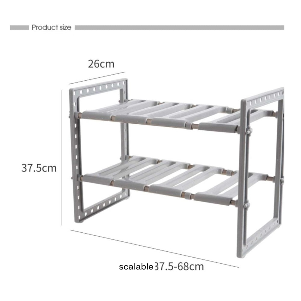 Adjustable Two-Tier Under Sink Organizer Rack by HitMyNeed