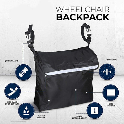 Adjustable Wheelchair Backpack with Reflective Strip by HitMyNeed