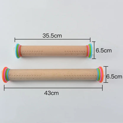 Adjustable Wood Rolling Pin with Thickness Rings Small - 35.5x6.5cm by HitMyNeed