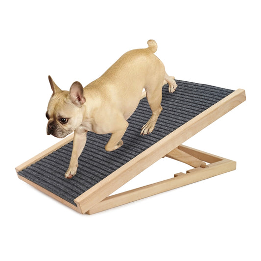 Adjustable Wooden Dog Ramp for Beds, Couches & Cars by HitMyNeed