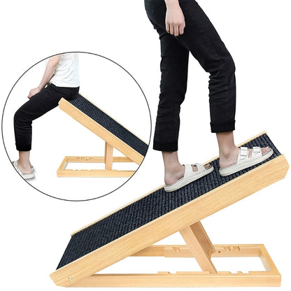 Adjustable Wooden Dog Ramp for Beds, Couches & Cars by HitMyNeed